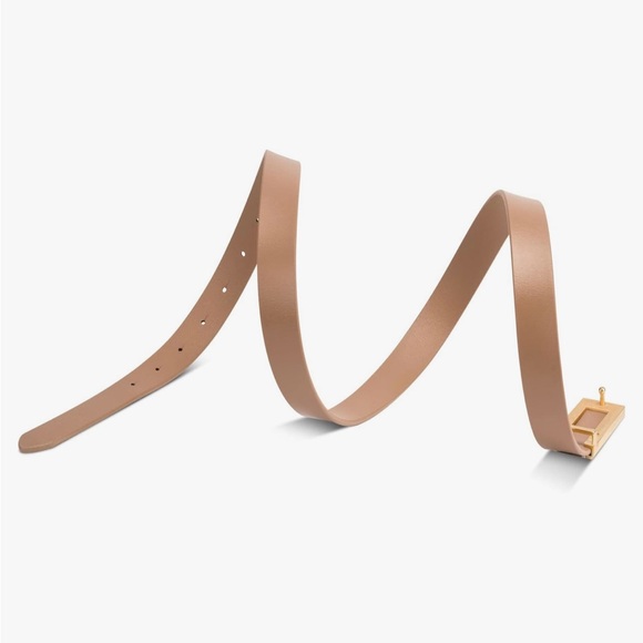 Women’s Leather Belt - Khaki Colour with Gold Buckle - Picture 2 of 5